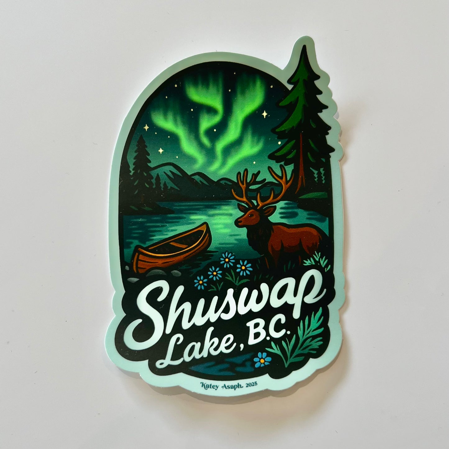 Shuswap Lake Northern Lights Sticker Large