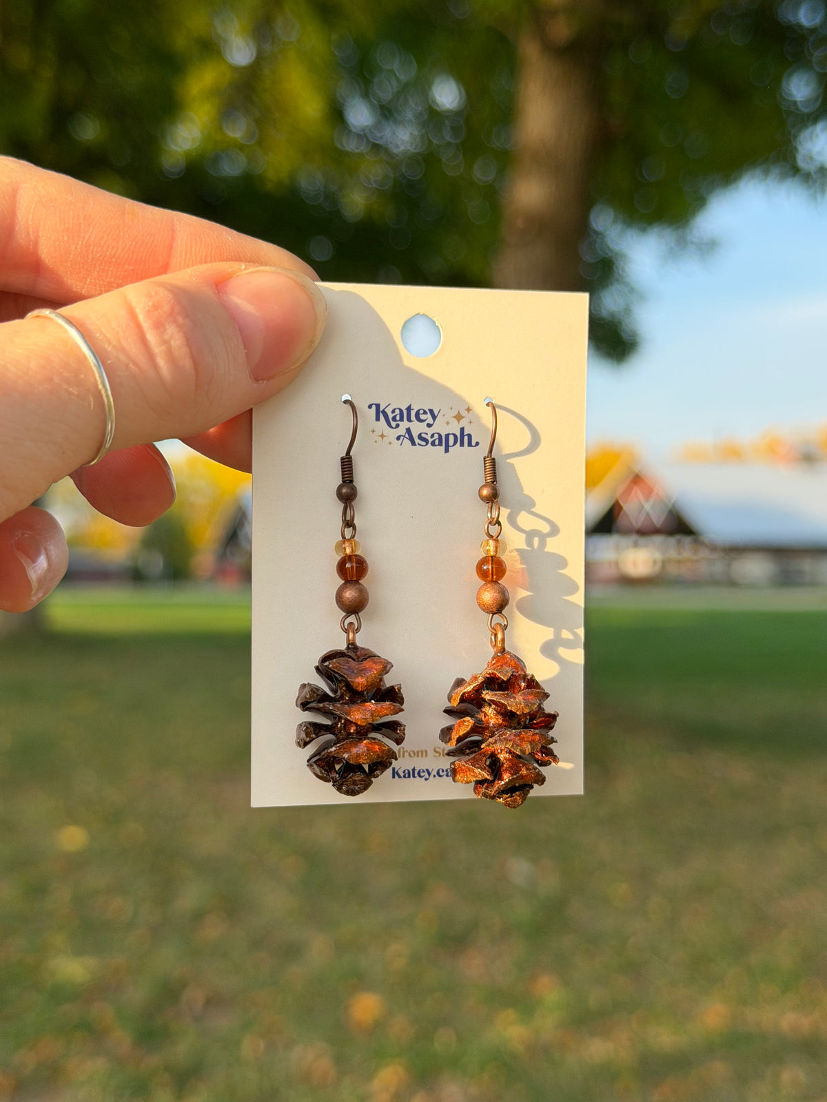 Copper Pinecone Earrings