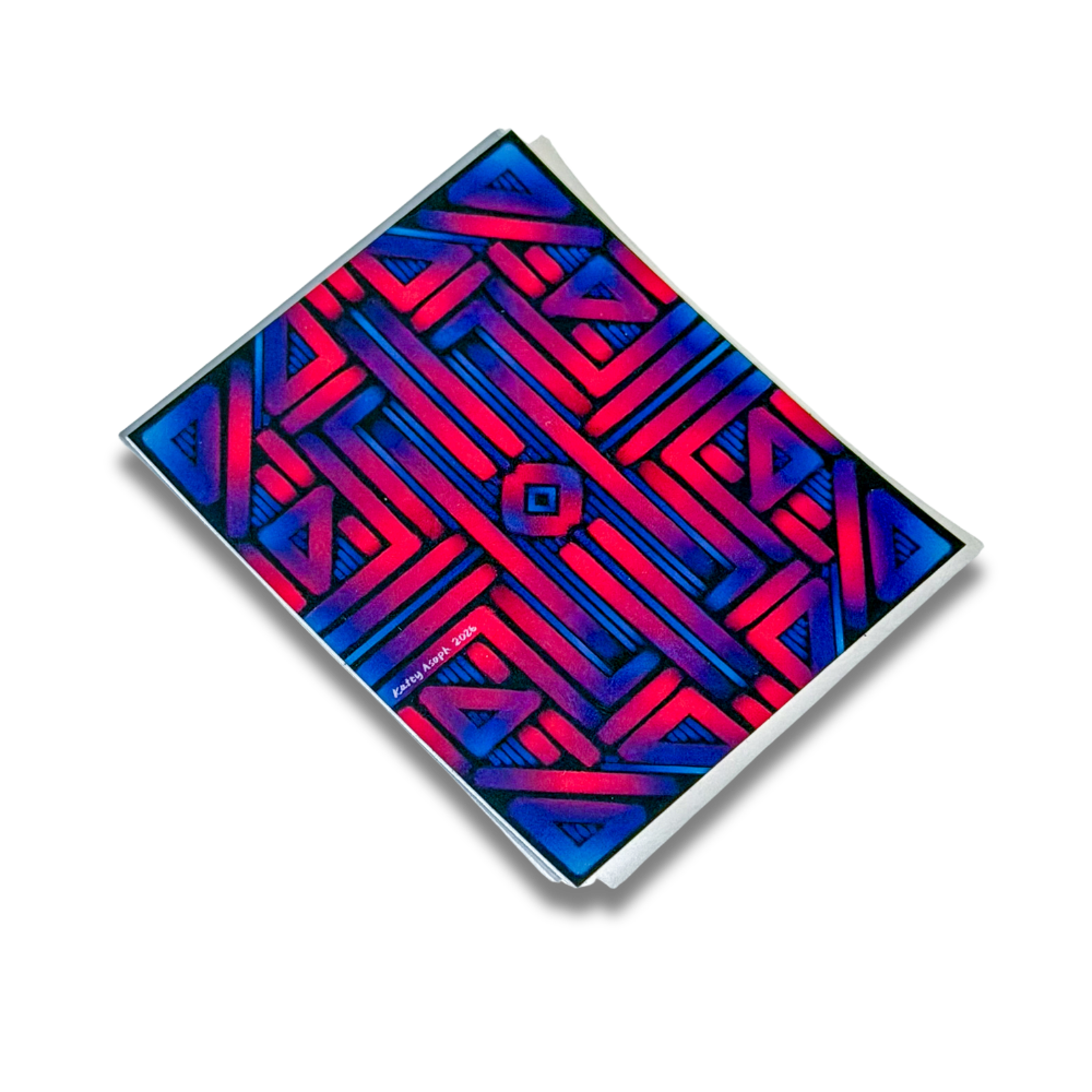 Blue & Red Rectangle Mandala Sticker