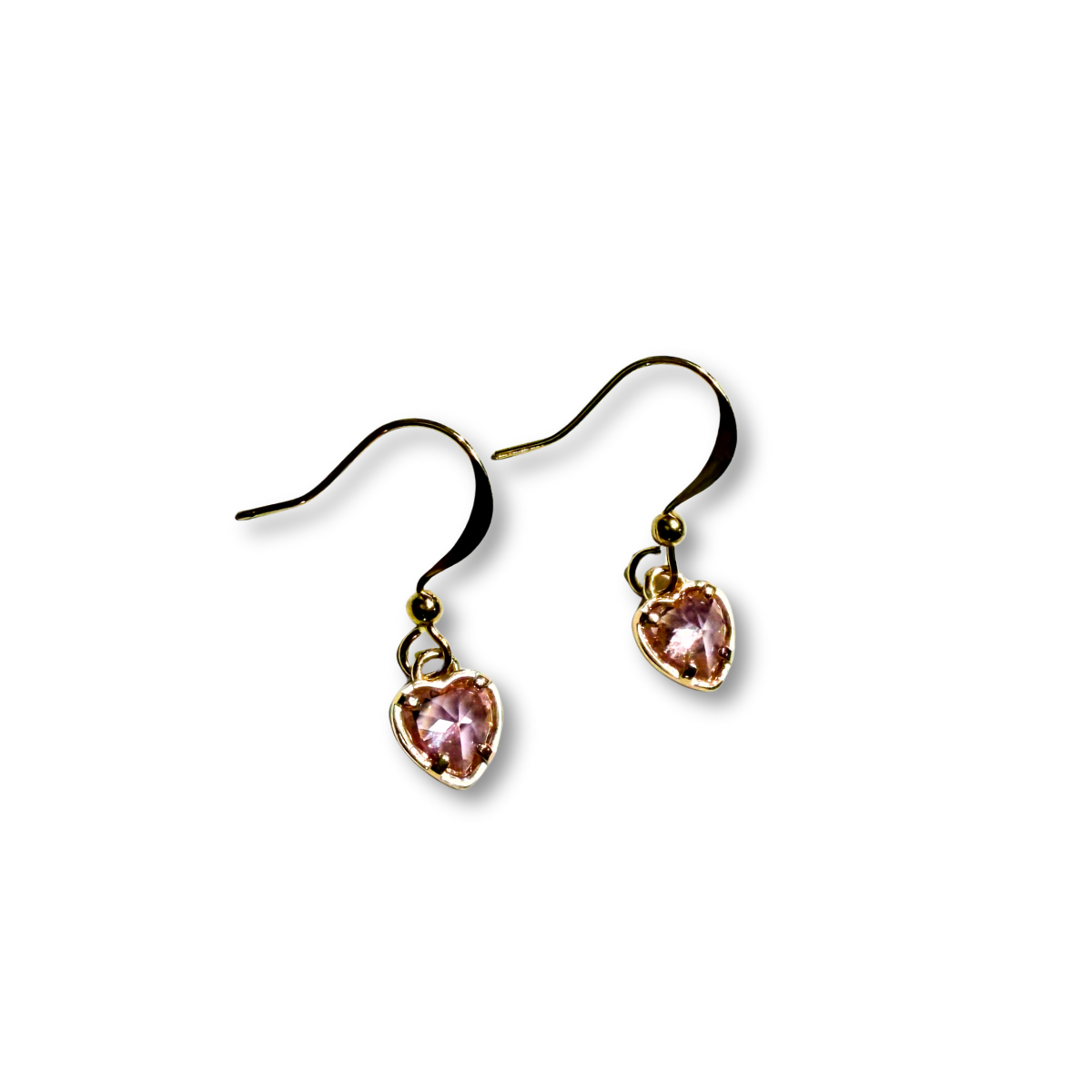 Heart Drop Earrings - Pink