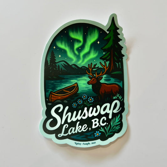 Shuswap Lake Northern Lights Sticker Large