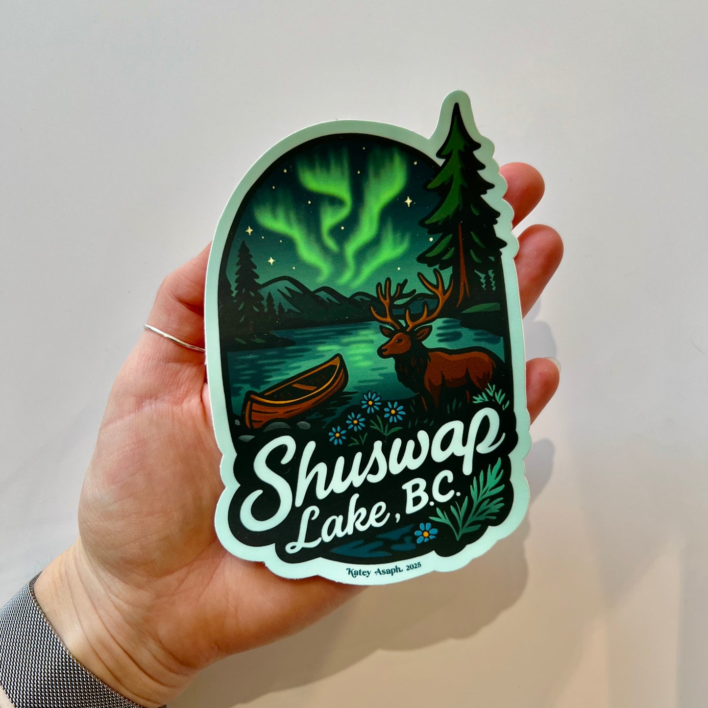 Shuswap Lake Northern Lights Sticker Large
