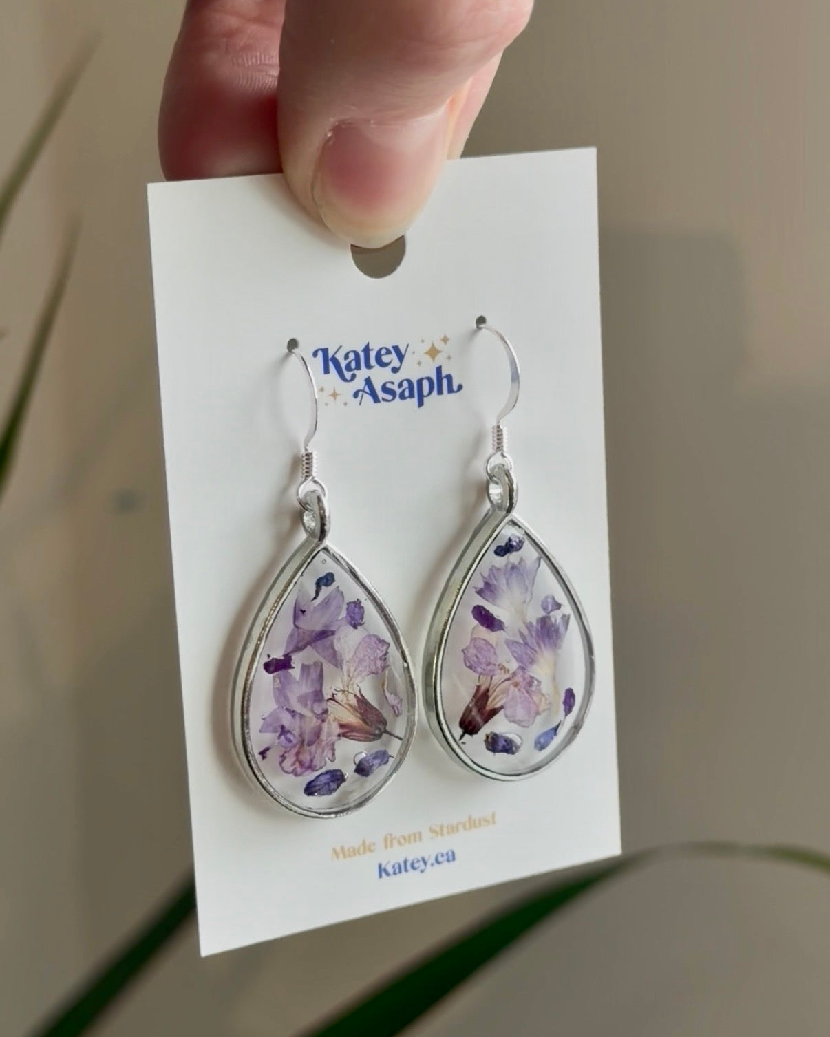 Cornflower & Lavender Silver Drop Earrings