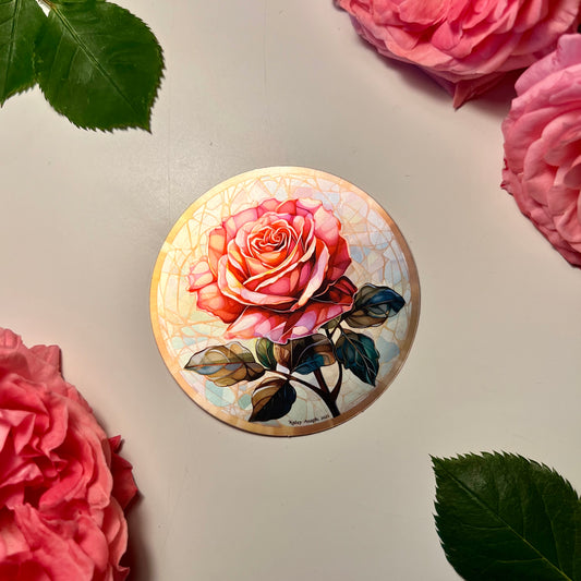 Pink Rose Matte Foil Sticker