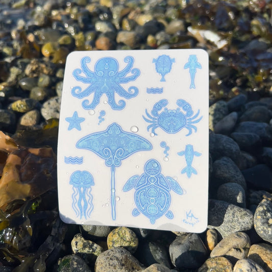 Ocean Creatures Transparent Sticker Sheet