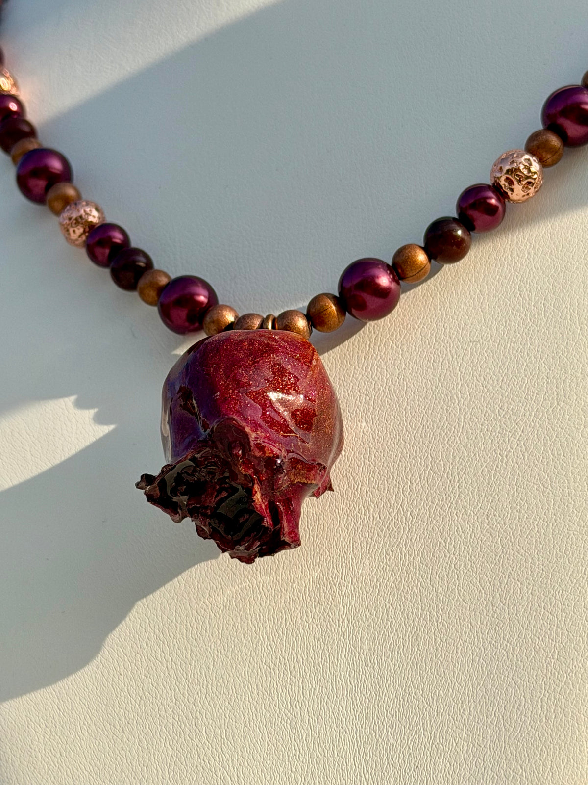 Real Rose Beaded Necklace - Red, Jasper & Copper