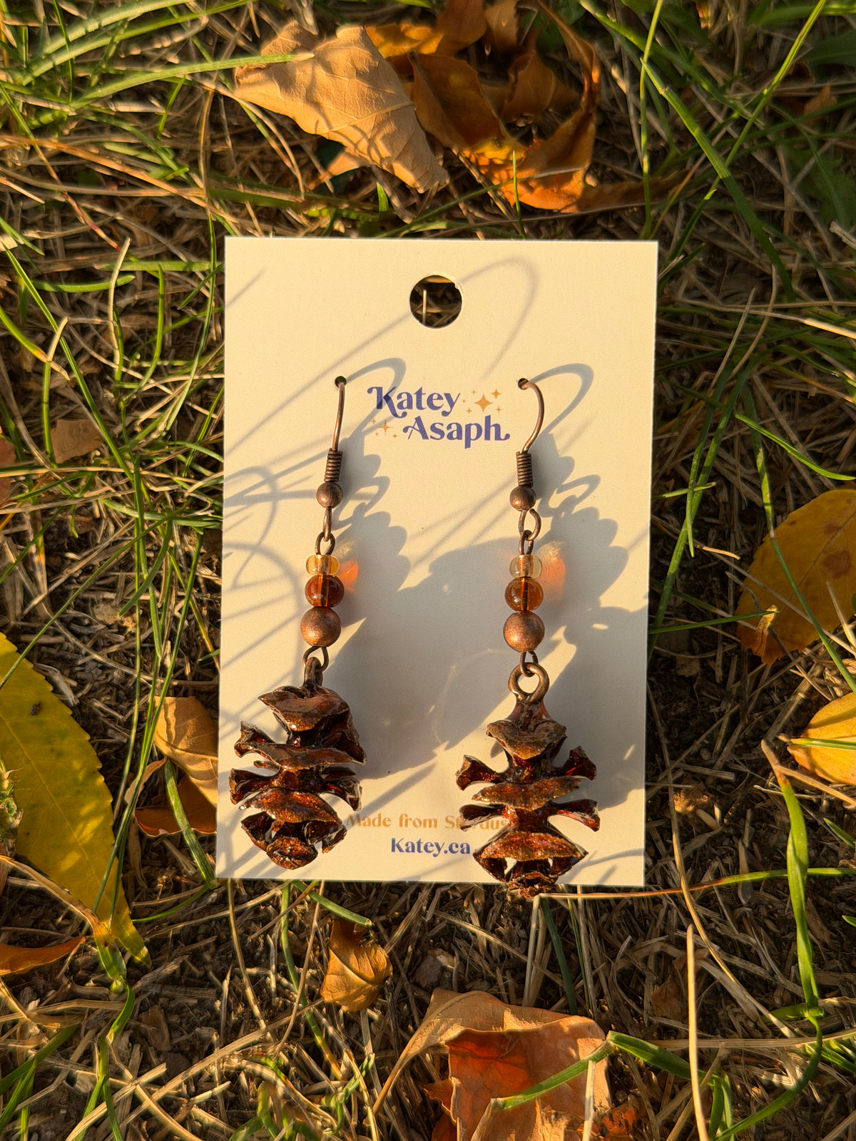 Copper Pinecone Earrings