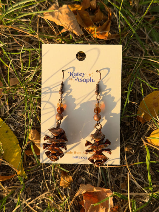 Copper Pinecone Earrings