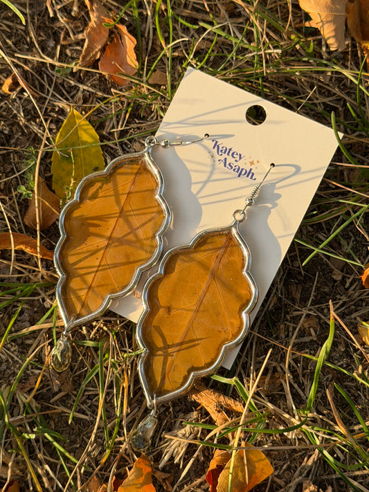 Aged Maple Leaf Earrings