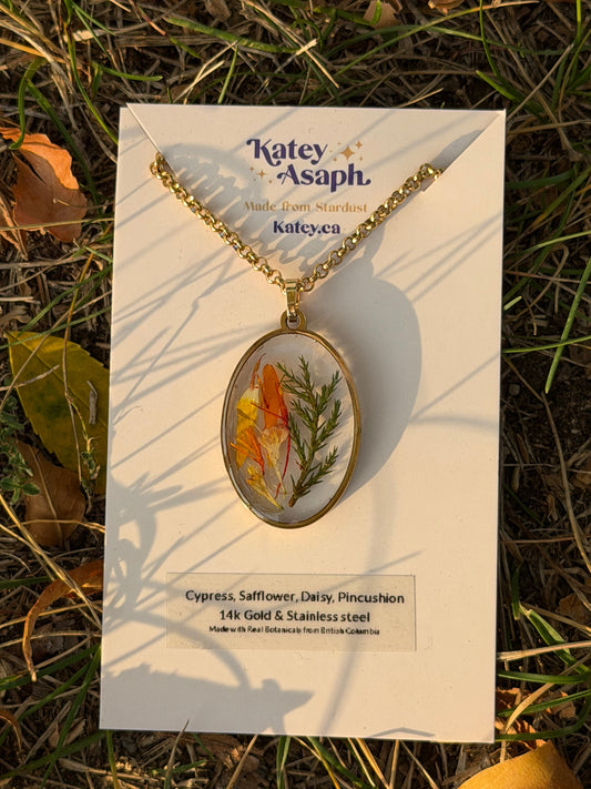 Fall Flowers & Cypress Necklace