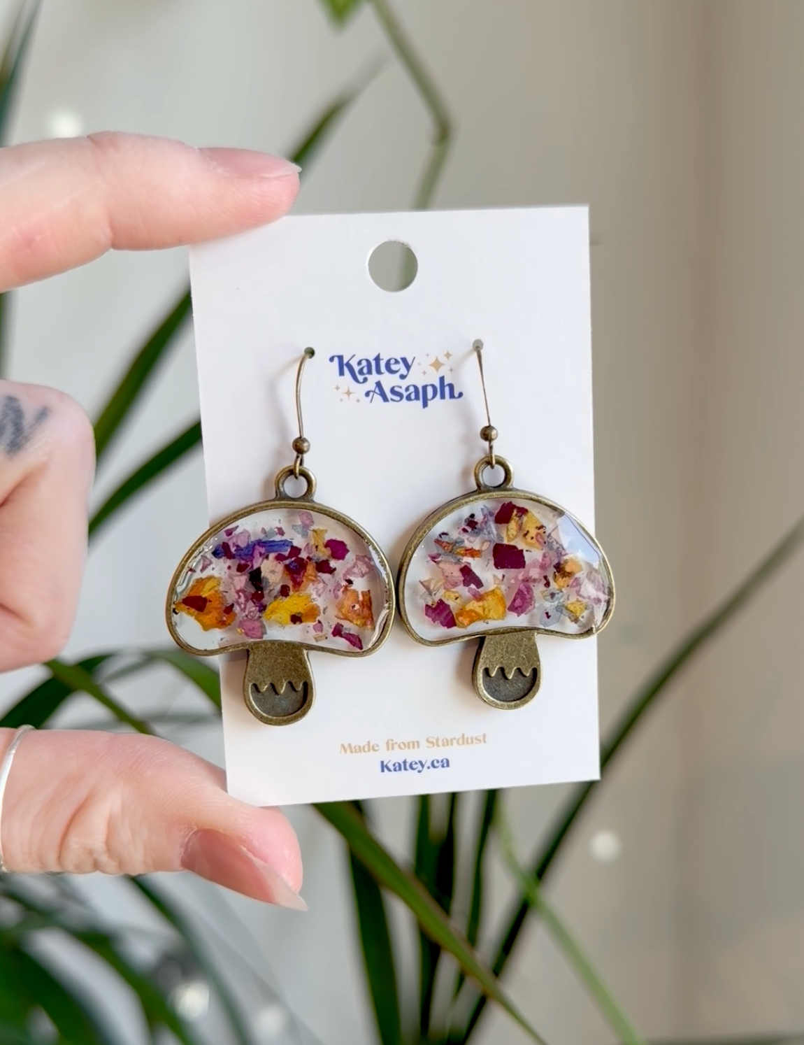 Flower Confetti Mushroom Earrings