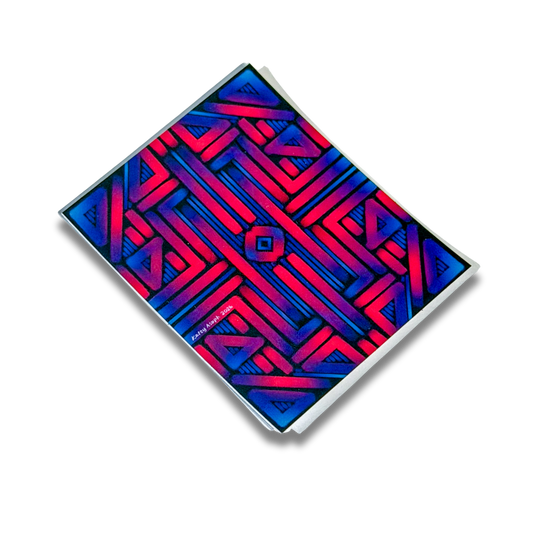 Blue & Red Rectangle Mandala Sticker
