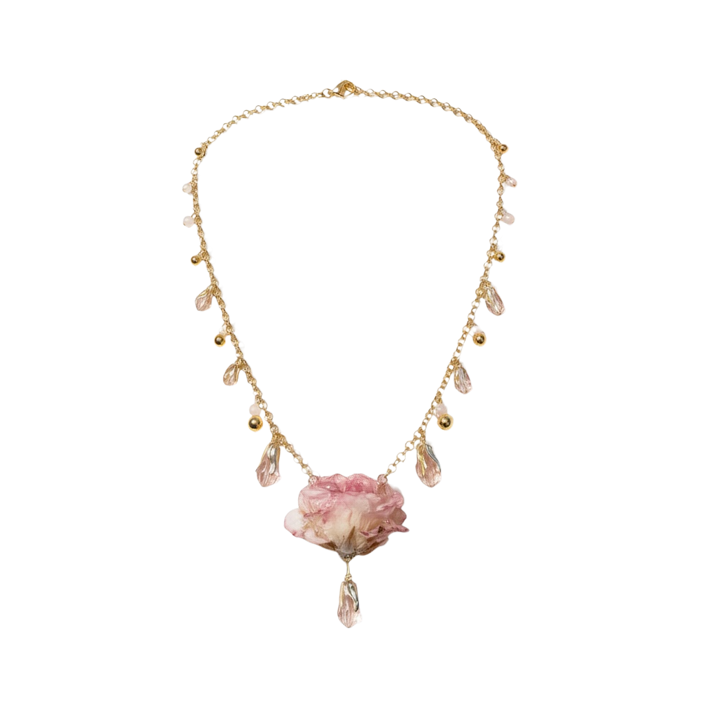 Real Rose Necklace -  Pink & Gold